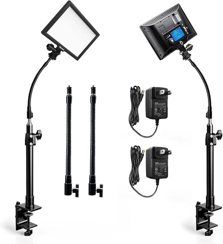 2Pack Streaming Key Light, LED Video Light Dimmable Bi-Color 3200-5600k Video Conference Lighting with Gooseneck Tubes Desk Light for Stream/Podcast/Gaming/Zoom Meetings/Broadcast/YouTube in Kuwait