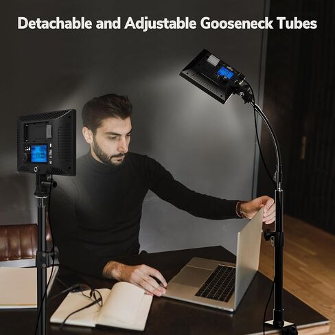 2Pack Streaming Key Light, LED Video Light Dimmable Bi-Color 3200-5600k Video Conference Lighting with Gooseneck Tubes Desk Light for Stream/Podcast/Gaming/Zoom Meetings/Broadcast/YouTube in Kuwait