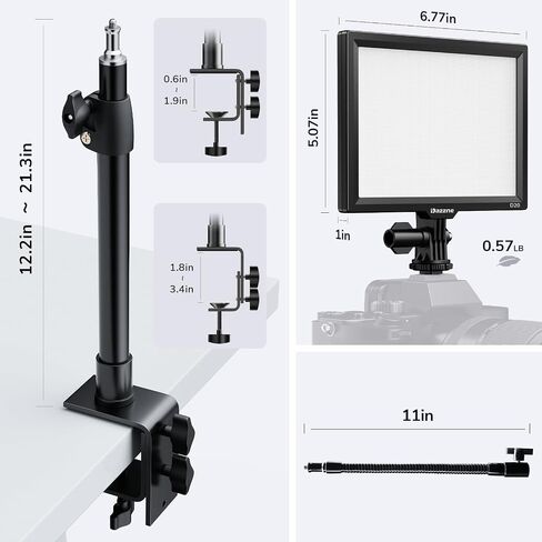 2Pack Streaming Key Light, LED Video Light Dimmable Bi-Color 3200-5600k Video Conference Lighting with Gooseneck Tubes Desk Light for Stream/Podcast/Gaming/Zoom Meetings/Broadcast/YouTube in Kuwait