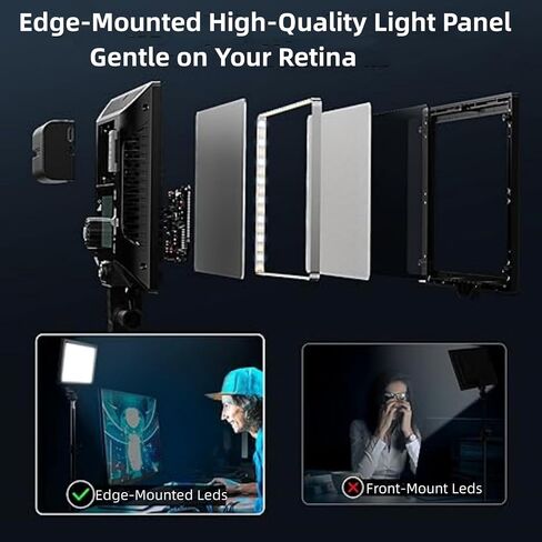 2Pack Streaming Key Light, LED Video Light Dimmable Bi-Color 3200-5600k Video Conference Lighting with Gooseneck Tubes Desk Light for Stream/Podcast/Gaming/Zoom Meetings/Broadcast/YouTube in Kuwait