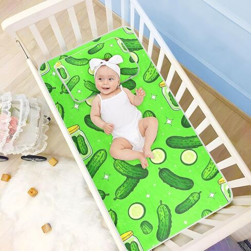 Funny Green Cucumbers Cooling Baby Waterproof Crib Mattress Cover 28" x 52" Washable Pads for Bed Washable for Baby&Toddler in Kuwait