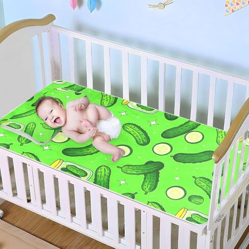 Funny Green Cucumbers Cooling Baby Waterproof Crib Mattress Cover 28" x 52" Washable Pads for Bed Washable for Baby&Toddler in Kuwait