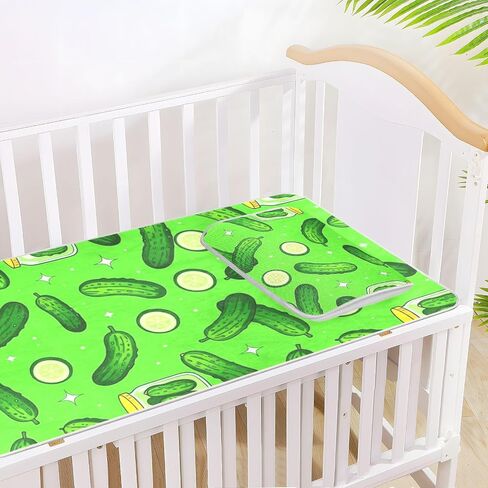 Funny Green Cucumbers Cooling Baby Waterproof Crib Mattress Cover 28" x 52" Washable Pads for Bed Washable for Baby&Toddler in Kuwait