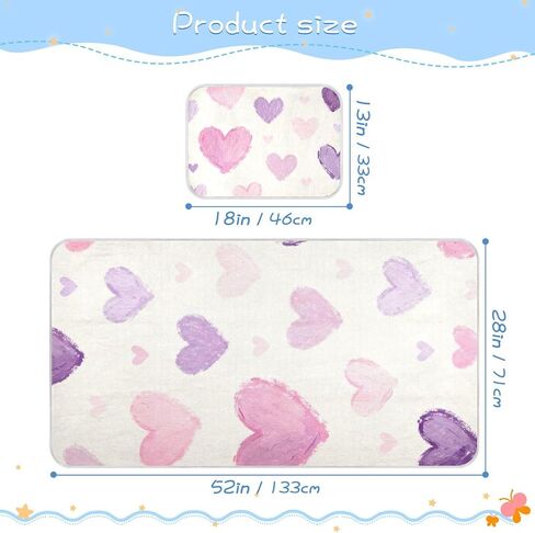 Valentine's Purple Heart Cooling Baby Waterproof Mattress 28" x 52" Reusable Bed Pads Disposable for Kids, Adult in Kuwait