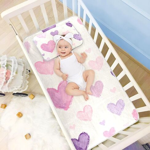 Valentine's Purple Heart Cooling Baby Waterproof Mattress 28" x 52" Reusable Bed Pads Disposable for Kids, Adult in Kuwait