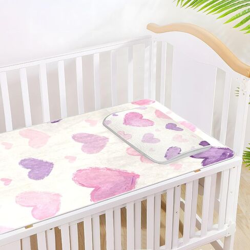 Valentine's Purple Heart Cooling Baby Waterproof Mattress 28" x 52" Reusable Bed Pads Disposable for Kids, Adult in Kuwait