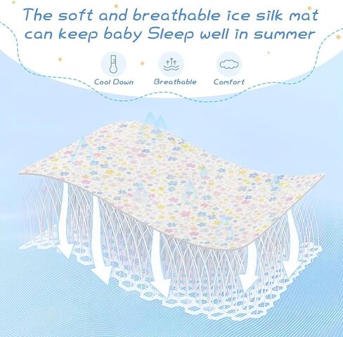 Pastel Pink Blue Flowers Cooling Baby Bed Mattress Cover 28" x 52" Reusable Pads Washable for Kids, Adult in Kuwait