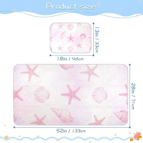 Summer Pink Shell Sea Star Cooling Baby Mattress 28" x 52" Ultra Soft Bed Pads for Kids for Kids, Adult in Kuwait