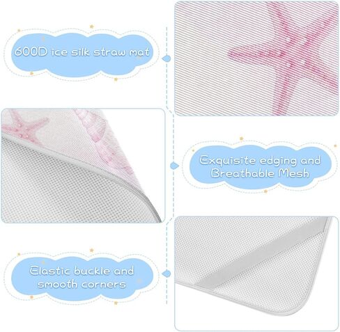 Summer Pink Shell Sea Star Cooling Baby Mattress 28" x 52" Ultra Soft Bed Pads for Kids for Kids, Adult in Kuwait