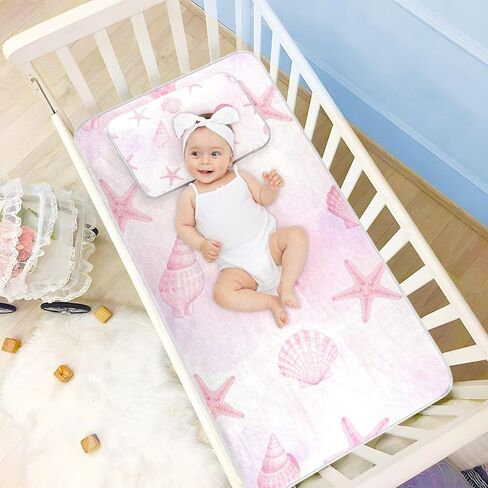 Summer Pink Shell Sea Star Cooling Baby Mattress 28" x 52" Ultra Soft Bed Pads for Kids for Kids, Adult in Kuwait