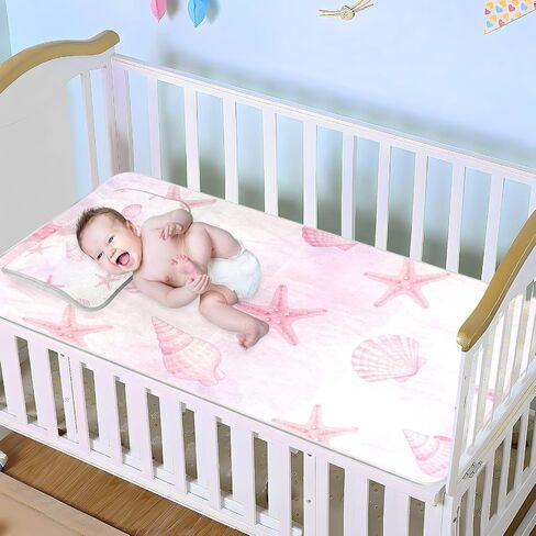Summer Pink Shell Sea Star Cooling Baby Mattress 28" x 52" Ultra Soft Bed Pads for Kids for Kids, Adult in Kuwait