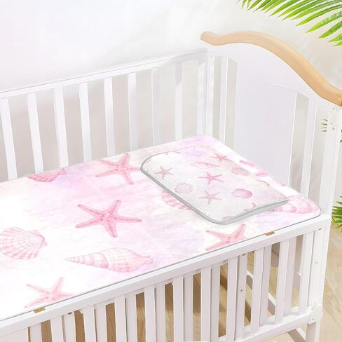 Summer Pink Shell Sea Star Cooling Baby Mattress 28" x 52" Ultra Soft Bed Pads for Kids for Kids, Adult in Kuwait