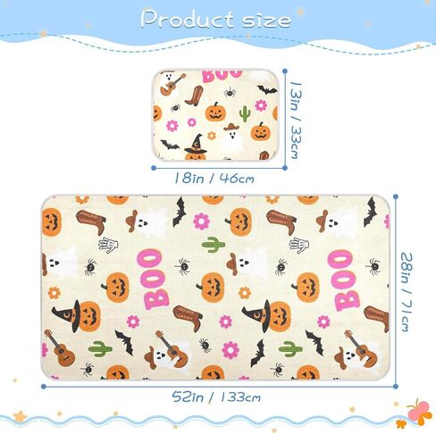 Spooky Ghosts Cowboy Halloween Cooling Baby Waterproof Crib Mattress Cover 28" x 52" Reusable Training Pads for Kids, Adult in Kuwait