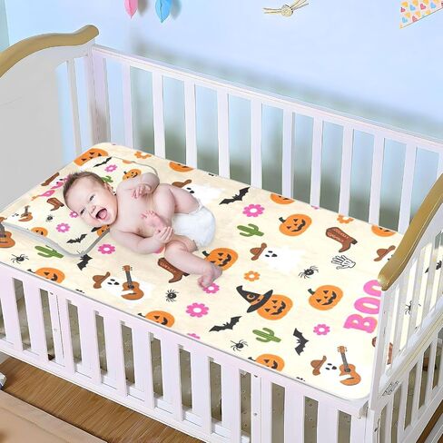 Spooky Ghosts Cowboy Halloween Cooling Baby Waterproof Crib Mattress Cover 28" x 52" Reusable Training Pads for Kids, Adult in Kuwait
