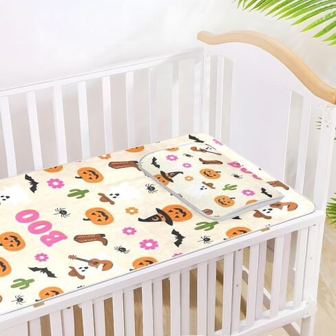 Spooky Ghosts Cowboy Halloween Cooling Baby Waterproof Crib Mattress Cover 28" x 52" Reusable Training Pads for Kids, Adult in Kuwait