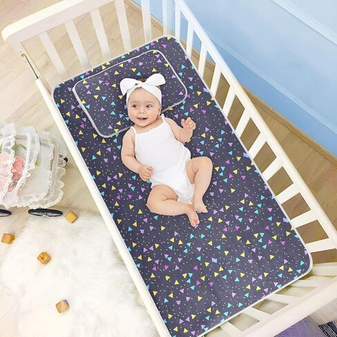 Neon Colored Triangles Cooling Baby Toddler Mattress 28" x 52" Washable Pads for Bed for Baby&Toddler in Kuwait