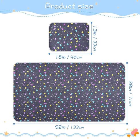 Neon Colored Triangles Cooling Baby Toddler Mattress 28" x 52" Washable Pads for Bed for Baby&Toddler in Kuwait