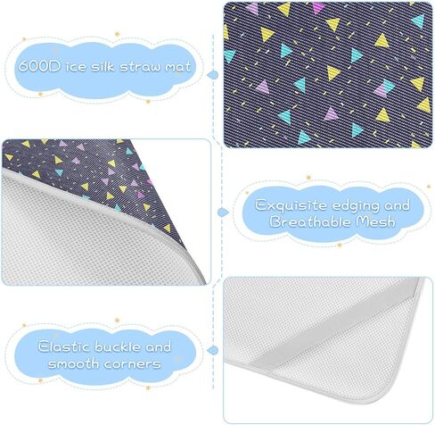 Neon Colored Triangles Cooling Baby Toddler Mattress 28" x 52" Washable Pads for Bed for Baby&Toddler in Kuwait