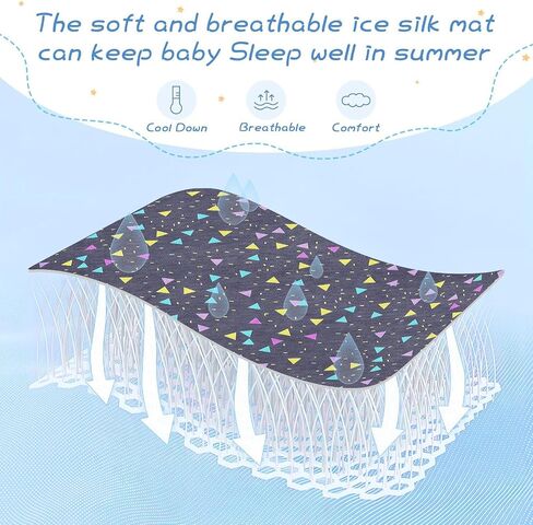 Neon Colored Triangles Cooling Baby Toddler Mattress 28" x 52" Washable Pads for Bed for Baby&Toddler in Kuwait