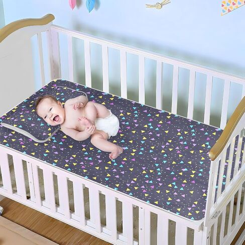 Neon Colored Triangles Cooling Baby Toddler Mattress 28" x 52" Washable Pads for Bed for Baby&Toddler in Kuwait