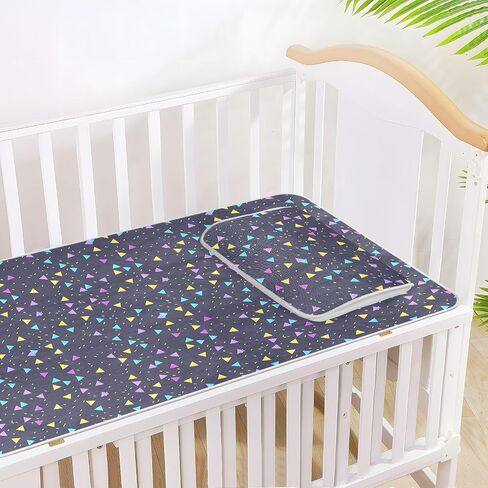 Neon Colored Triangles Cooling Baby Toddler Mattress 28" x 52" Washable Pads for Bed for Baby&Toddler in Kuwait