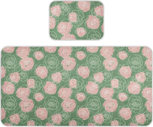Elegant Roses Green Pink Cooling Baby Fitted Mattress 28" x 52" Ultra Soft Mattress Pads for Kids, Adult in Kuwait