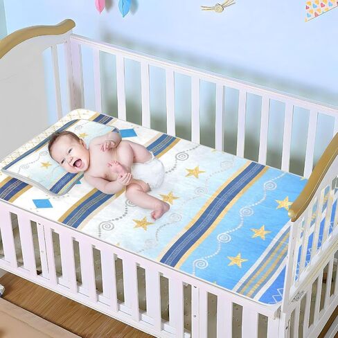 Bohemian Colored Lines Cooling Baby Waterproof Crib Mattress pad 28" x 52" Absorbent Mattress Protector pad for Baby&Toddler in Kuwait