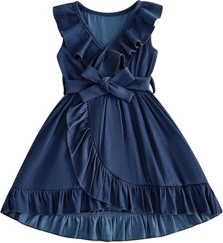 Toddler Girl Gingham Dress Sleeveless Ruffled Hem Plaid Dresses Kids Summer Clothes Beach Casual Sundress in Kuwait