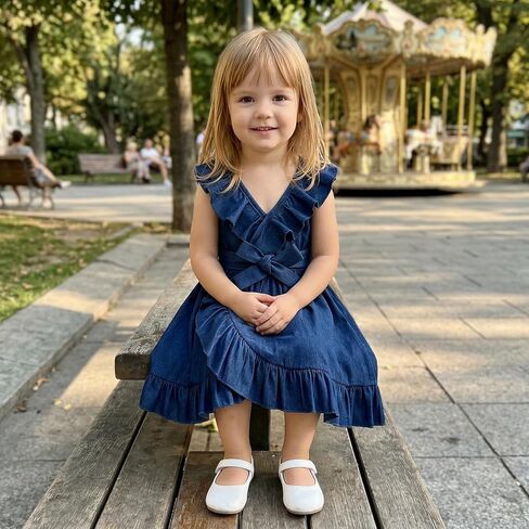 Toddler Girl Gingham Dress Sleeveless Ruffled Hem Plaid Dresses Kids Summer Clothes Beach Casual Sundress in Kuwait