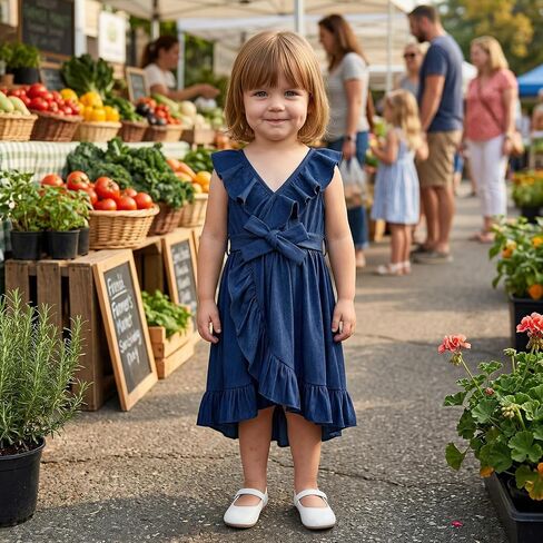 Toddler Girl Gingham Dress Sleeveless Ruffled Hem Plaid Dresses Kids Summer Clothes Beach Casual Sundress in Kuwait