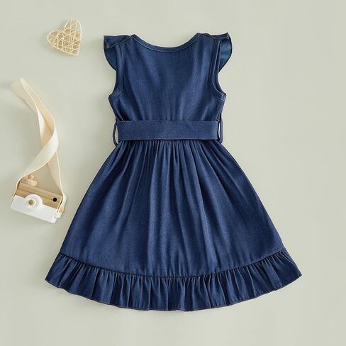 Toddler Girl Gingham Dress Sleeveless Ruffled Hem Plaid Dresses Kids Summer Clothes Beach Casual Sundress in Kuwait