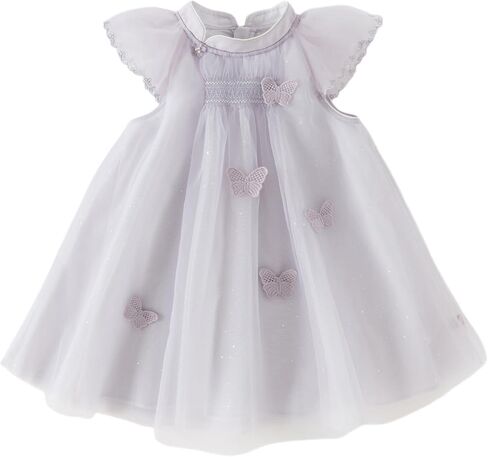 DAVE&BELLA Toddler Girl Tulle Tutu Dress Sleeveless Floral Princess Dress | Little Girls Butterfly Flutter Sleeve Layered Tulle Dress, A-Line Tiered Twirly Tutu Sundress for Birthday Party Photo Shoot in Kuwait