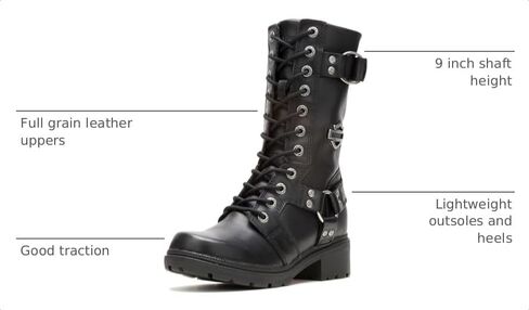 Harley-Davidson FOOTWEAR Womens Eda Zippered Motorcycle Casual Boots Mid Calf Low Heel 1-2" in Kuwait