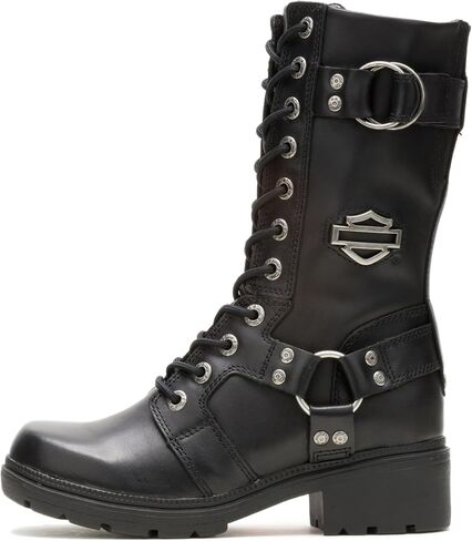 Harley-Davidson FOOTWEAR Womens Eda Zippered Motorcycle Casual Boots Mid Calf Low Heel 1-2" in Kuwait
