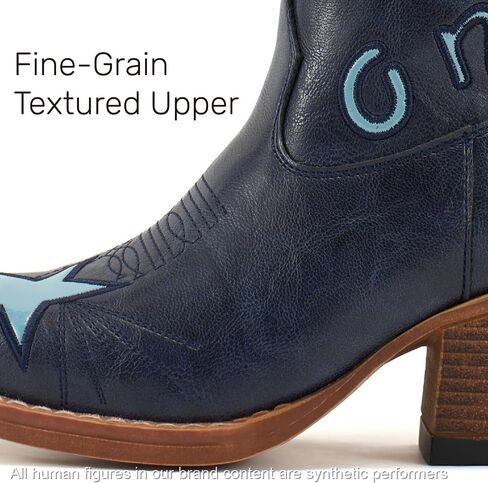 Lante Cowboy Ankle Boots for Women with Embroidery | Snip Toe Low Chunky Heel Classic Western Style Pull-On Tabs in Kuwait