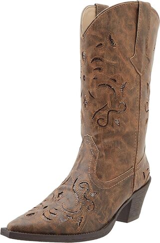ROPER Womens Chloe Snip Toe Casual Boots Mid Calf Mid Heel 2-3" - Brown in Kuwait