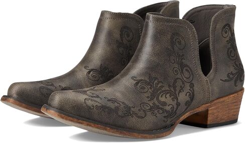 ROPER Womens Ava Laser Embossed Snip Toe Casual Boots Ankle Low Heel 1-2" - Grey in Saudi Arabia