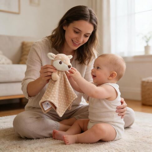 CREVENT Cozy Plush Baby Security Blanket, Loveys for Baby Girls and Boys, Birthday (Brown Deer) in Kuwait