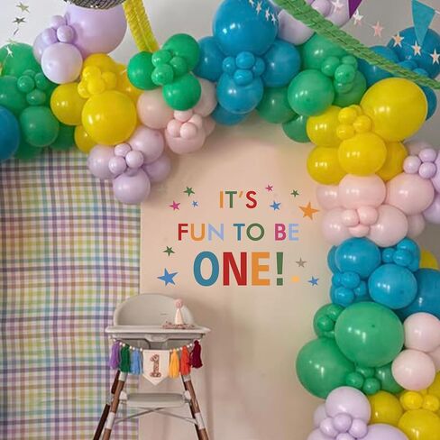 Gostman It's Fun to Be One Wall Decal | Colorful First Birthday Decorations, Fun to Be One Theme Party Supplies in Kuwait
