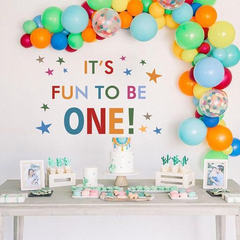 Gostman It's Fun to Be One Wall Decal | Colorful First Birthday Decorations, Fun to Be One Theme Party Supplies in Kuwait
