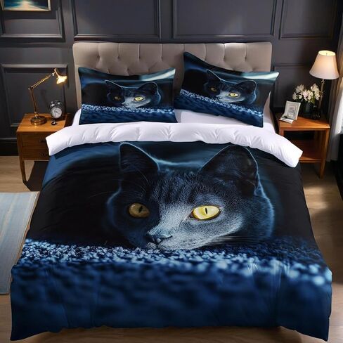 Land Duvet Cover Toddler, Cat Bedding Set 2 Piece, Land Bedroom Decor & Gift, Soft Microfiber Toddler Comforter Cover and 1 Pillow Sham, with Zipper Closure & Ties B418 in Kuwait