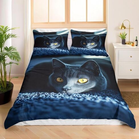 Land Duvet Cover Toddler, Cat Bedding Set 2 Piece, Land Bedroom Decor & Gift, Soft Microfiber Toddler Comforter Cover and 1 Pillow Sham, with Zipper Closure & Ties B418 in Kuwait