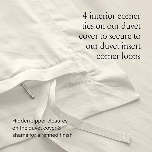 BOLL & BRANCH Percale Hemmed Duvet Set, Full/Queen, White | Luxury 100% Organic Cotton - 1 Duvet Cover, 2 Shams - Crisp, Naturally Cooling Weave in Kuwait