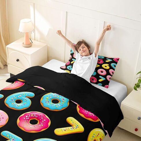 jejeloiu Six Seven 6 8 Duvet Cover Toddler Size Six Seven Bedding Set for Boys Girls 6 7 Comforter Cover Donut Print Bedroom Decor 2Pcs Candy Print in Kuwait