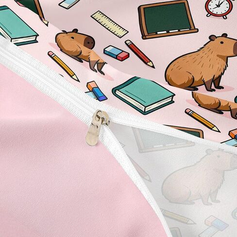 Feelyou Capybara Student Duvet Cover Toddler Size Cute Pink Animal Print Bedding Set Breathable Soft Kawaii Comforter Cover 2Pcs Bedroom Decor in Kuwait