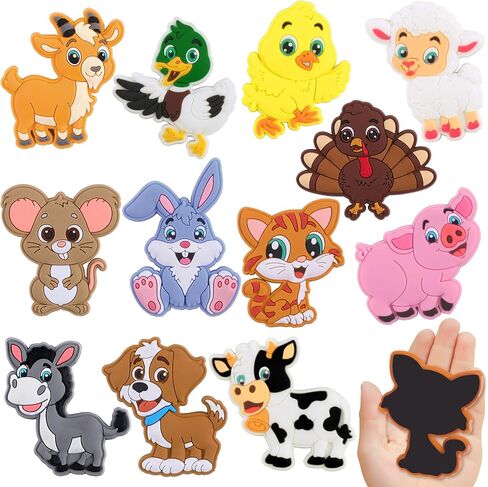 YUJUN 12PCS Fridge Magnets Toys with Farm Animals Refrigerator Magnets Kids | Cute Vivid Full Back Magnetic Toddler Baby Educational Present Refrigerator Magnets Toys in Kuwait