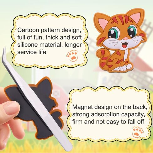 YUJUN 12PCS Fridge Magnets Toys with Farm Animals Refrigerator Magnets Kids | Cute Vivid Full Back Magnetic Toddler Baby Educational Present Refrigerator Magnets Toys in Kuwait