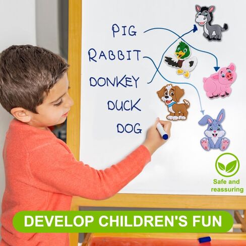 YUJUN 12PCS Fridge Magnets Toys with Farm Animals Refrigerator Magnets Kids | Cute Vivid Full Back Magnetic Toddler Baby Educational Present Refrigerator Magnets Toys in Kuwait