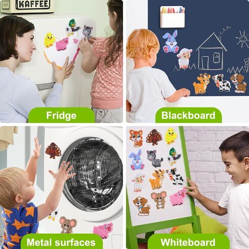 YUJUN 12PCS Fridge Magnets Toys with Farm Animals Refrigerator Magnets Kids | Cute Vivid Full Back Magnetic Toddler Baby Educational Present Refrigerator Magnets Toys in Kuwait