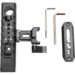 Universal Camera Cage Top Handle Grip, Adjustable Aluminum Alloy Rig with Cold Shoe Mount, 1/4 and 3/8 Inch Screw Holes, Removable Slider for Hole, for Microphones and Accessories in Saudi Arabia
